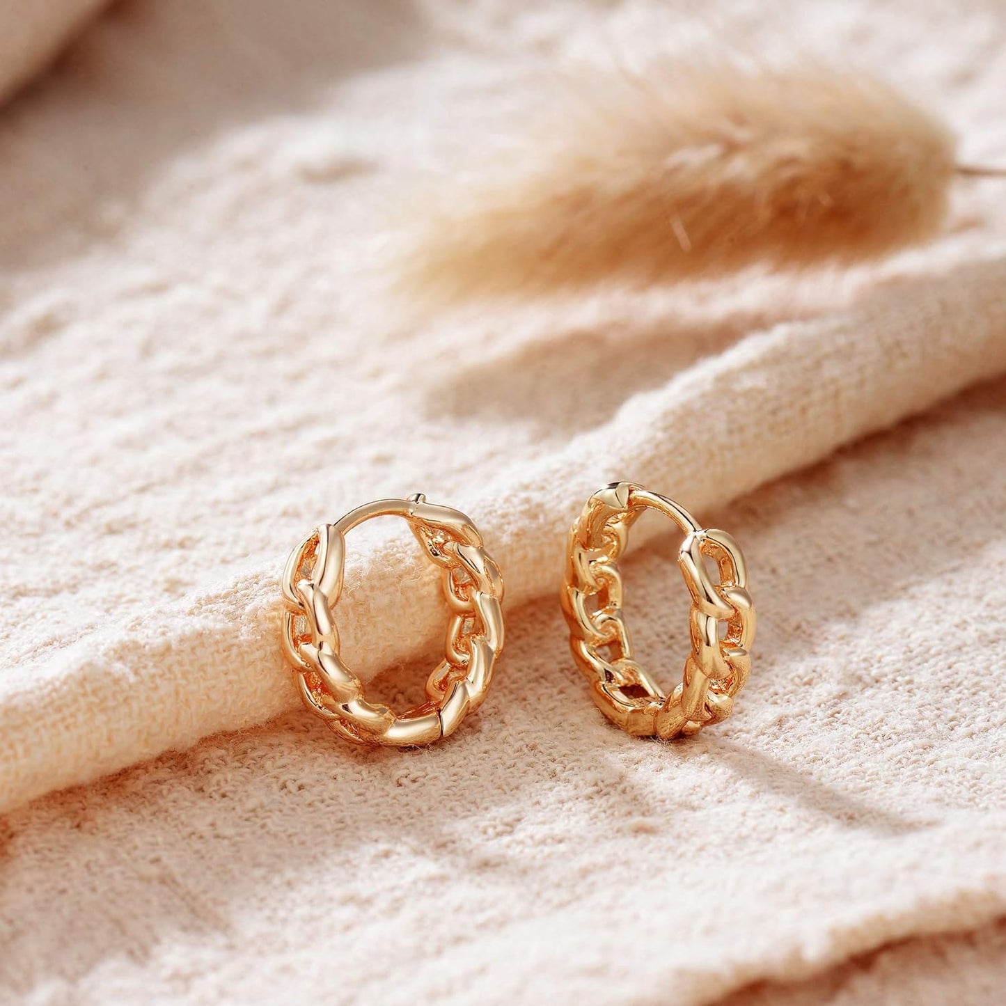 Gold Hoop Earrings for Women 18K Gold Plated Huggie  Handmade Simple Minimalism Hoop Hypoallergenic Earrings 