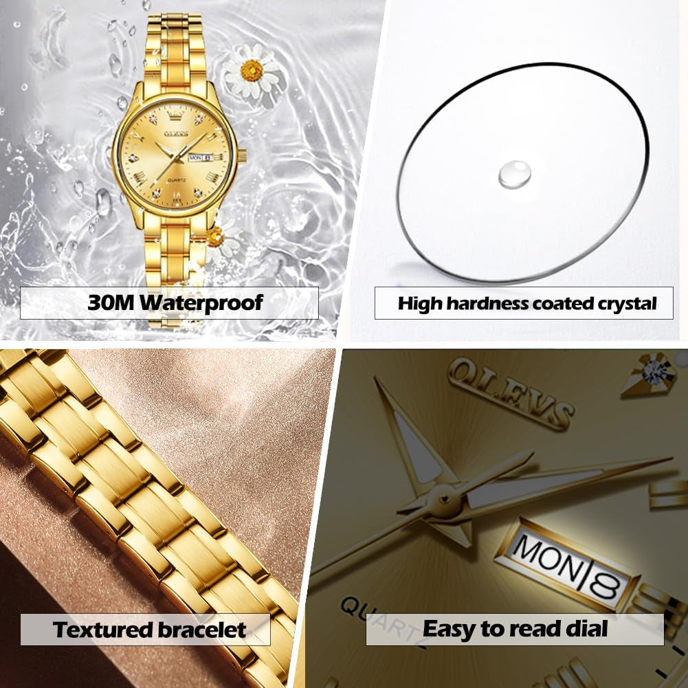 Woman's Fashion Luxury Adjustable Stainless Steel Wrist Watches 