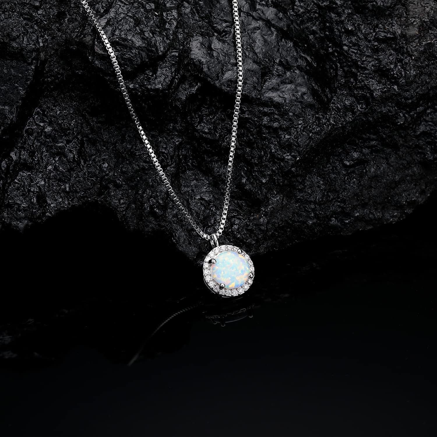 18K White Gold/Rose Gold Plated Opal Necklace for Women