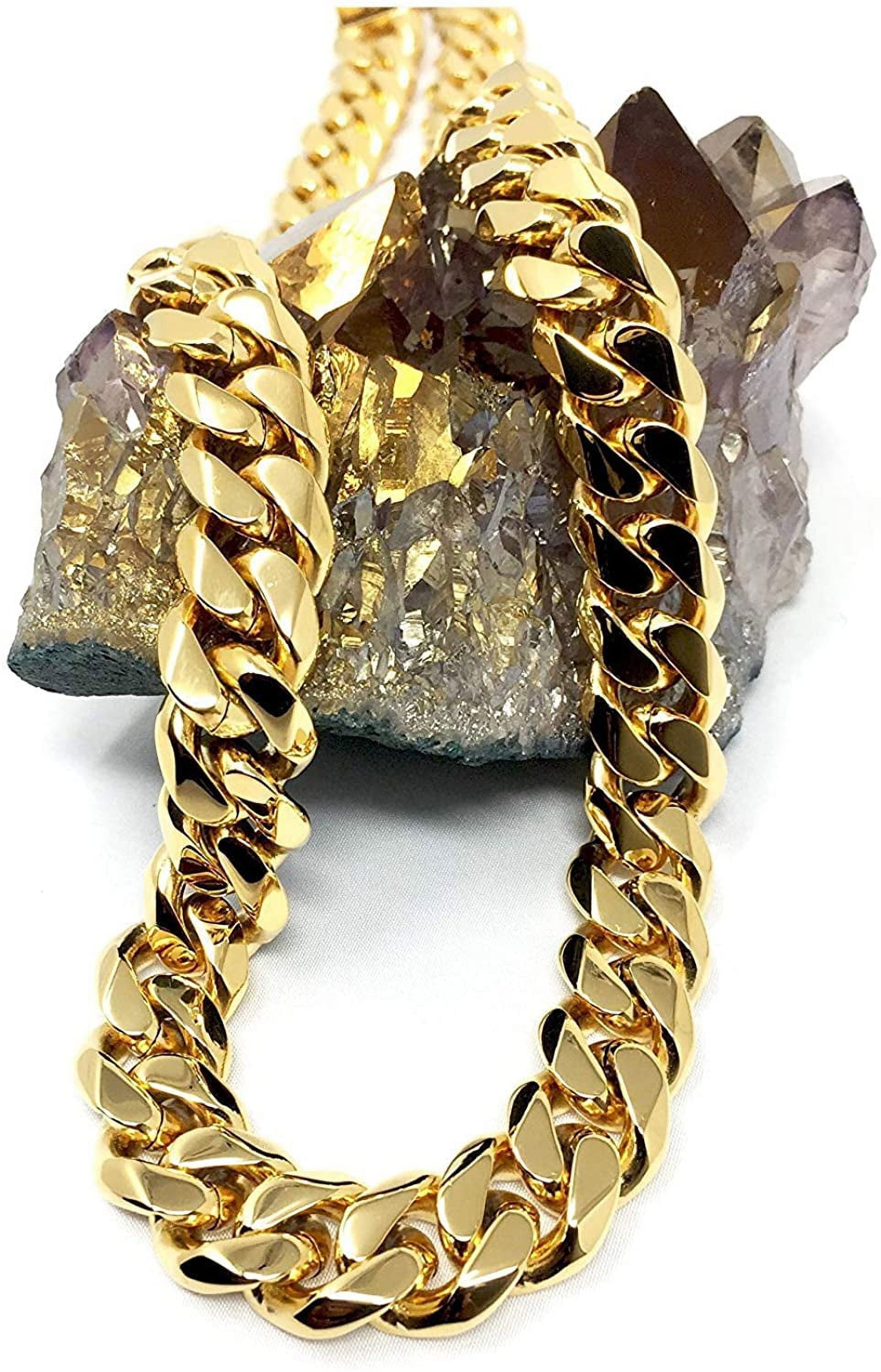 14k 14MM Gold Chain Miami Cuban Link Curb Necklace for Men 