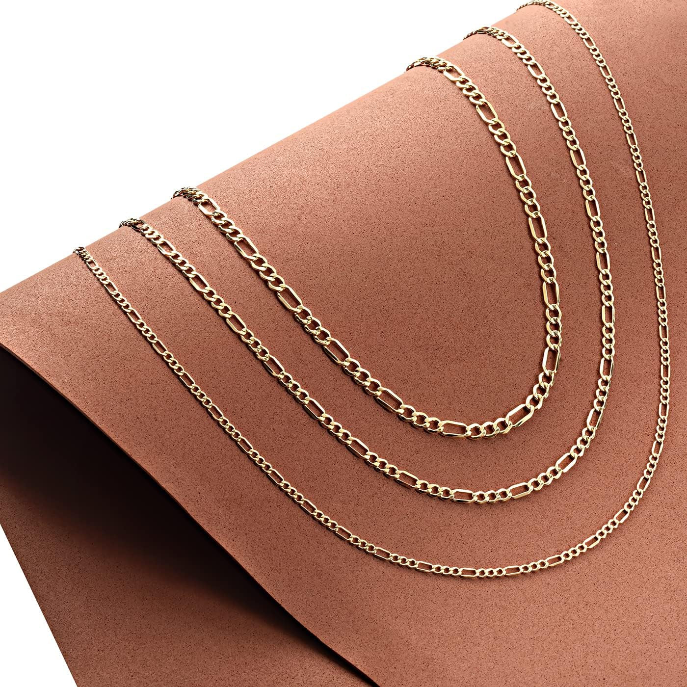  14K Solid Yellow Gold Filled Figaro Chain Necklaces for Women and Men 