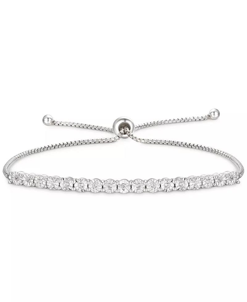 Diamond Bolo Bracelet (1/10 Ct. T.W.) in Sterling Silver, 14K Gold-Plated Sterling Silver or 14K Rose Gold-Plated Sterling Silver