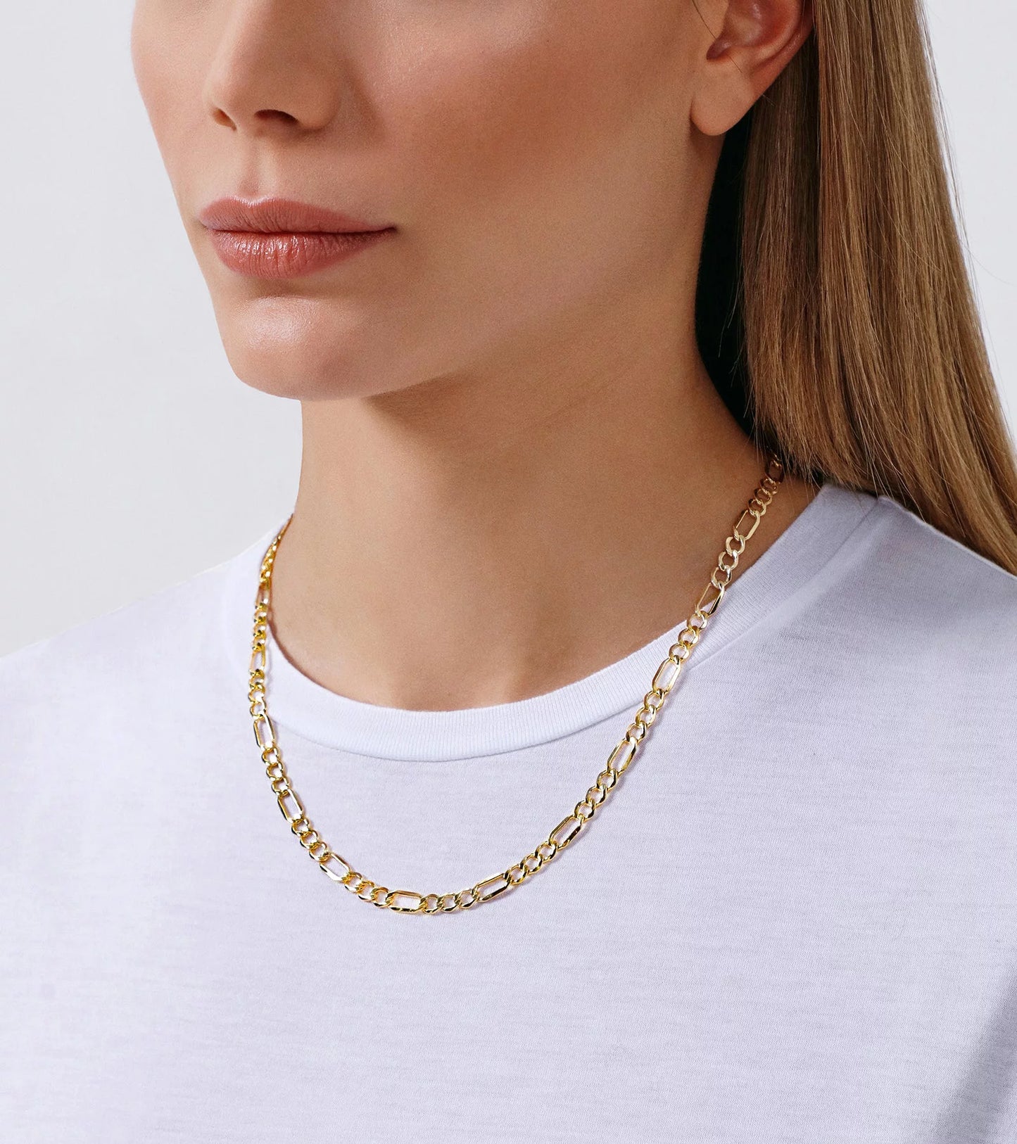 14K Solid Yellow Gold-Filled Figaro Chain 