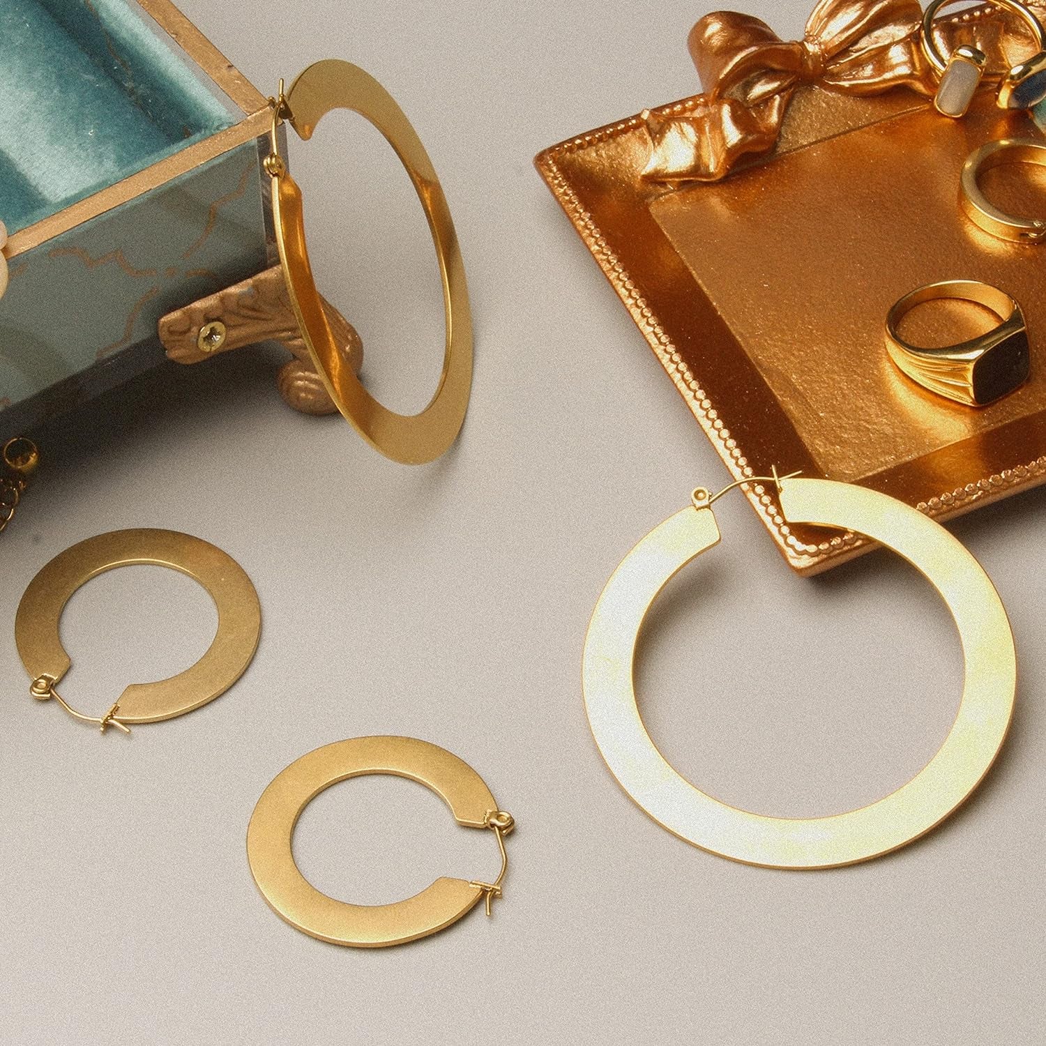 Minimal Bohemian 18K Gold Plated Large round Hoop Earrings for Women Boho Jewelry Bold Thick Wire