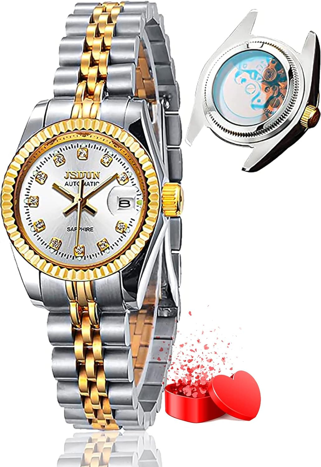  Womens Gold and Silver Stainless Steel Waterproof Wrist Watches 