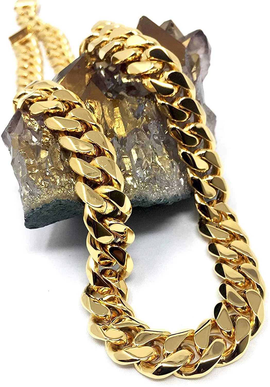 14k 14MM Gold Chain Miami Cuban Link Curb Necklace for Men 