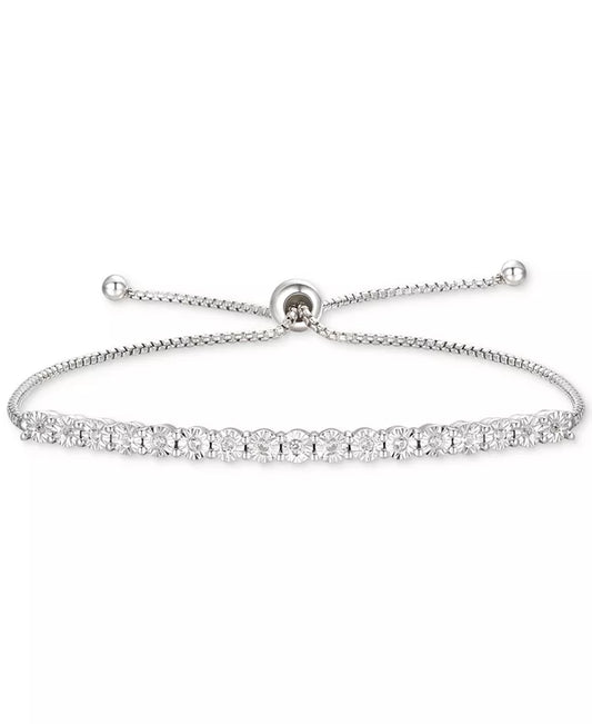 Diamond Bolo Bracelet (1/10 Ct. T.W.) in Sterling Silver, 14K Gold-Plated Sterling Silver or 14K Rose Gold-Plated Sterling Silver