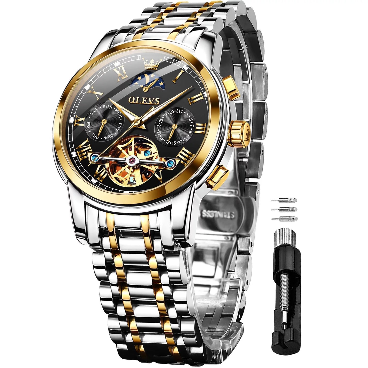  Men Skeleton Self-Winding Luxury Waterproof Watch