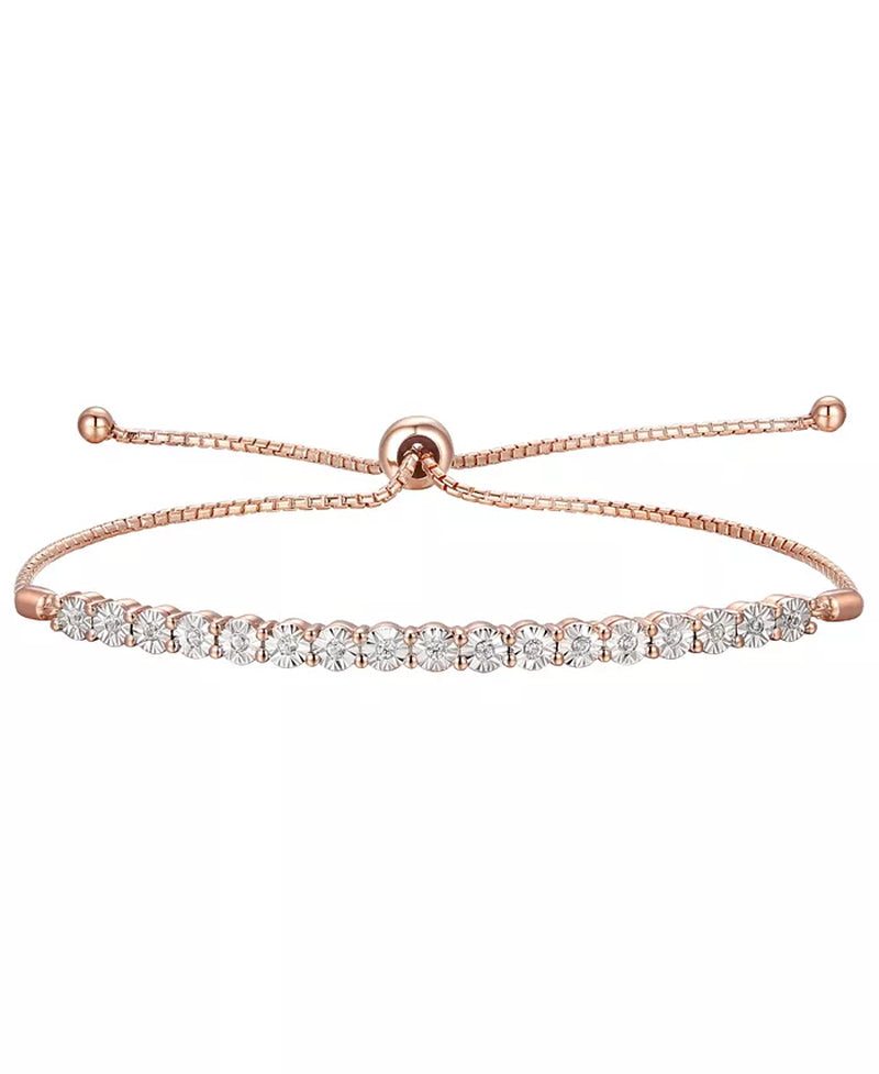 Diamond Bolo Bracelet (1/10 Ct. T.W.) in Sterling Silver, 14K Gold-Plated Sterling Silver or 14K Rose Gold-Plated Sterling Silver