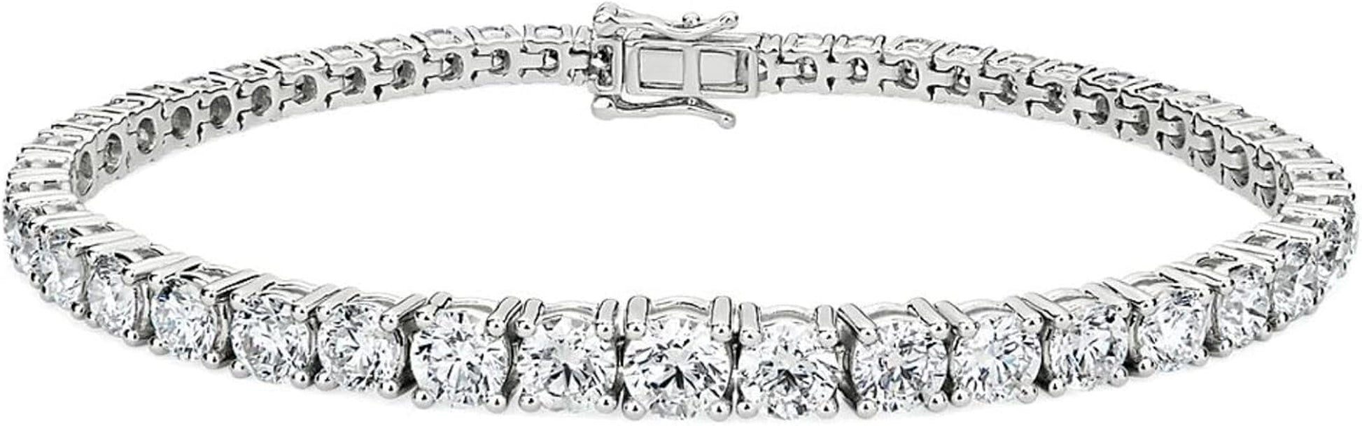 Certified Lab Created Moissanite (6 Carats - 41 Carats) 14K White Gold over Sterling Silver DEF VVS1 Classic Tennis Bracelet Unisex, Men, Women, Adults