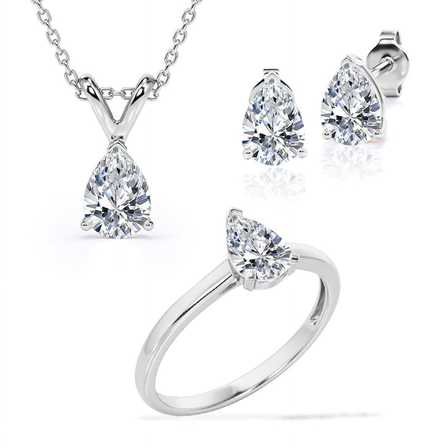 Beautiful Gift Set of 3 Carat Moissanite with Ring, Earrings & Pendant