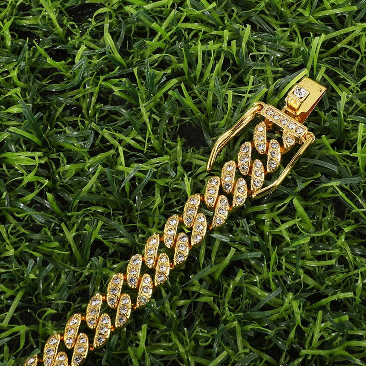 Male Zircon Cuban Chain Necklaces for Men Women Hip Hop Gold Plated Teen Jewelry 8MM 24Inch