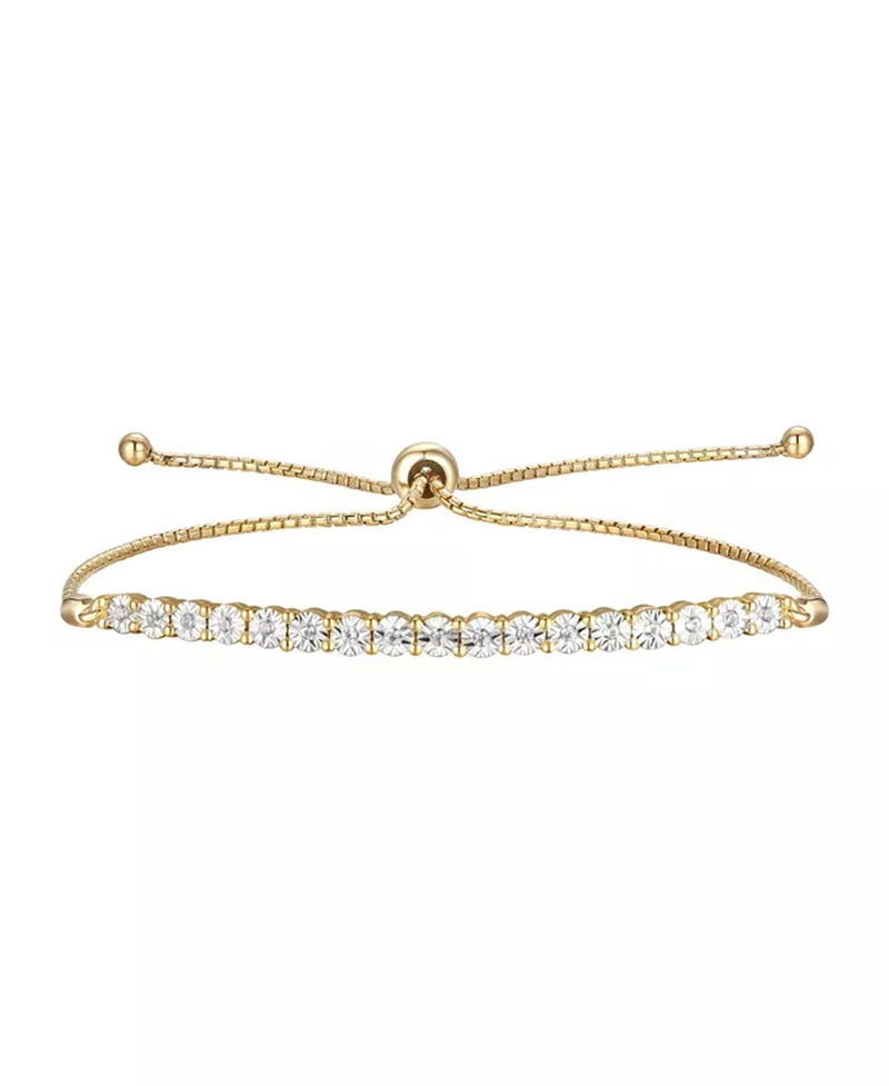 Diamond Bolo Bracelet (1/10 Ct. T.W.) in Sterling Silver, 14K Gold-Plated Sterling Silver or 14K Rose Gold-Plated Sterling Silver