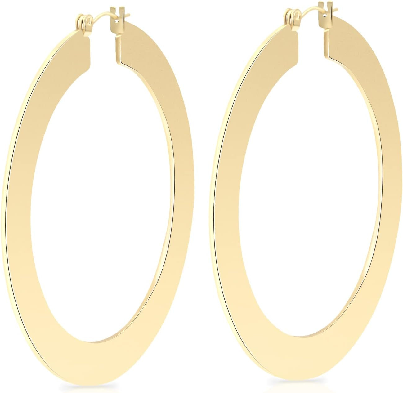 Minimal Bohemian 18K Gold Plated Large round Hoop Earrings for Women Boho Jewelry Bold Thick Wire