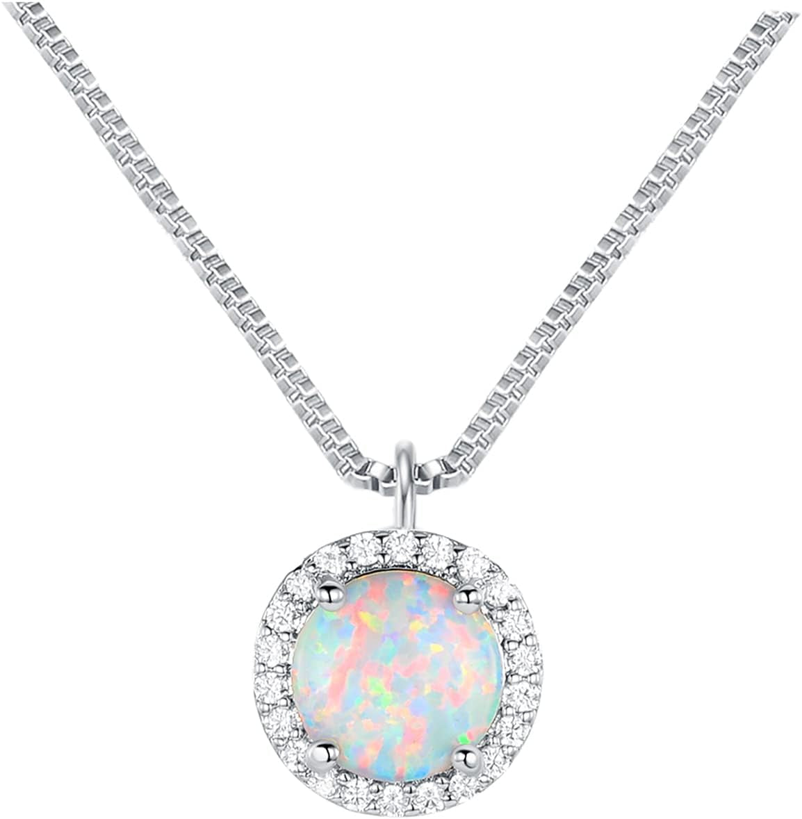 18K White Gold/Rose Gold Plated Opal Necklace for Women