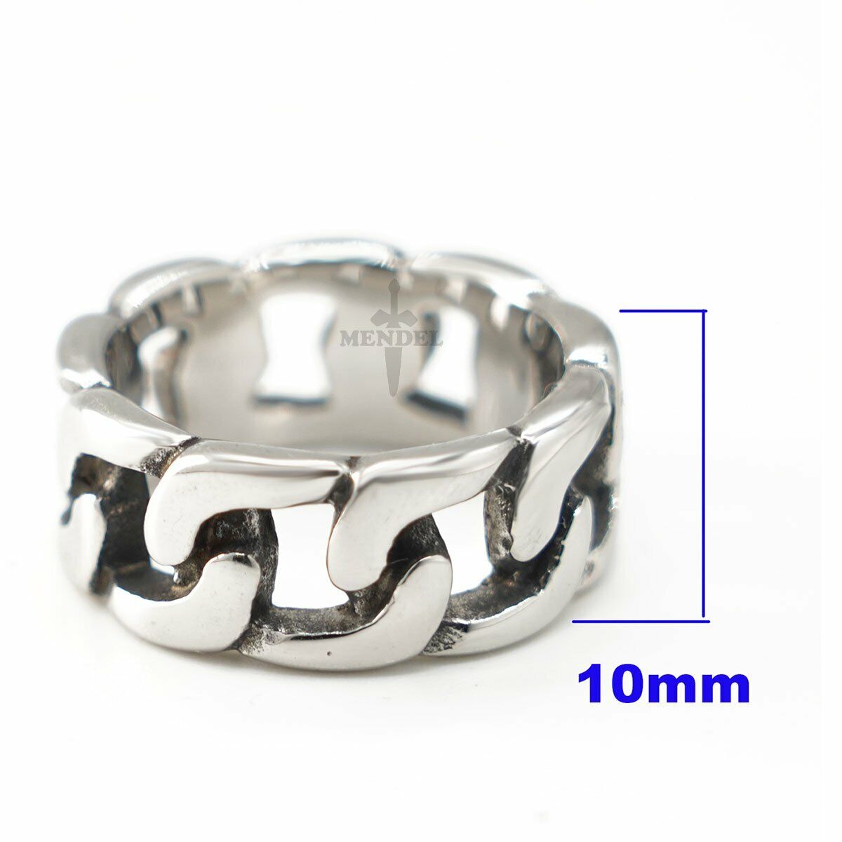 Mens Biker Miami Cuban Link Ring Band Stainless Steel Size 7-15